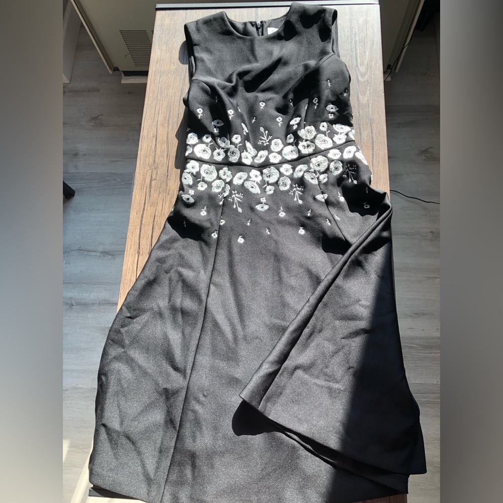 Calvin Klein black dress with embroiled flower